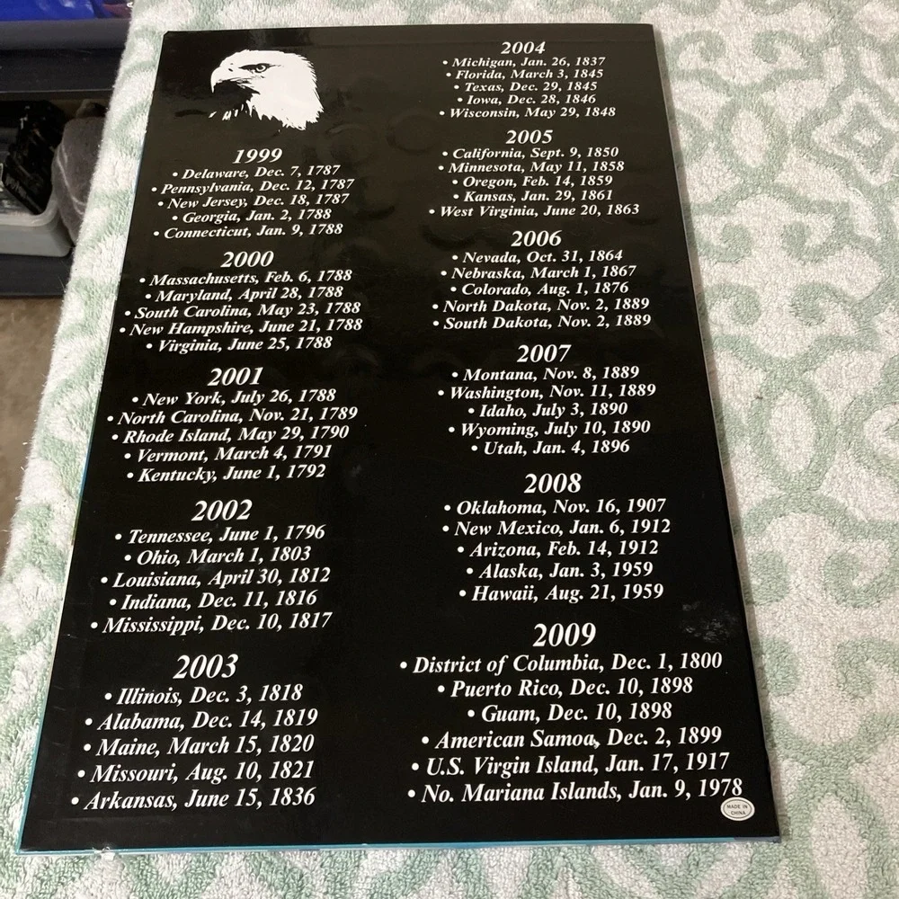 State Quarter Set, Complete 56pc 1999-2009 incl. 6 Territories & Folder Map